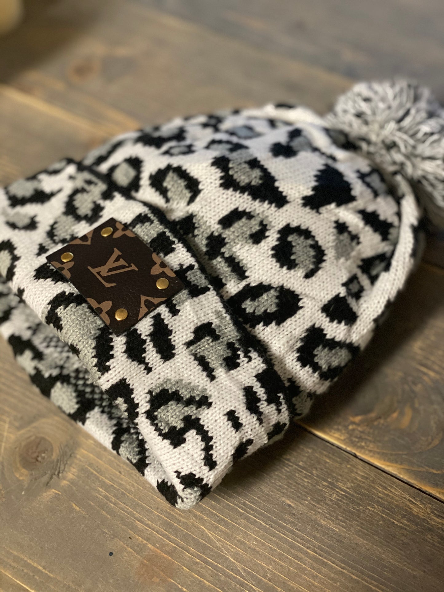 Leopard Pom Beanie Hat - LV