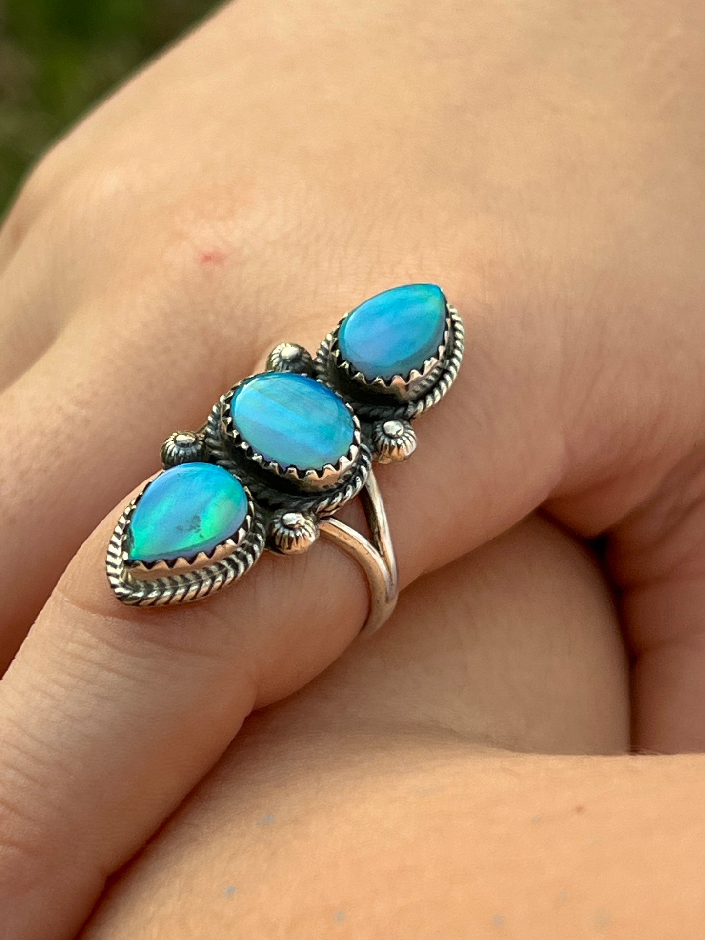 Sterling Opal Ocean Ring